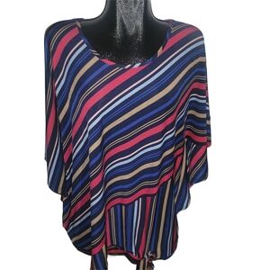 Claire France Striped Multicolor Batwing Sleeve Top 2X